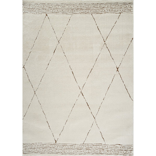 INGA Berber Modern High Pile Ivory/Brown Area Rug Flat