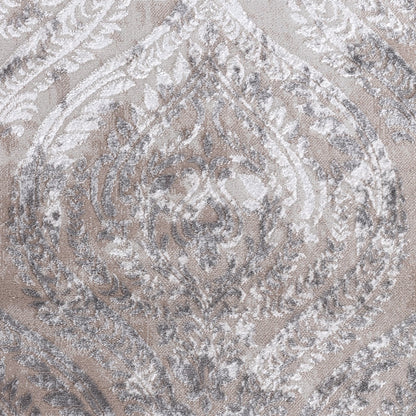INGRID Vintage Traditional Oriental Boho White/Grey Area Rug Swatch