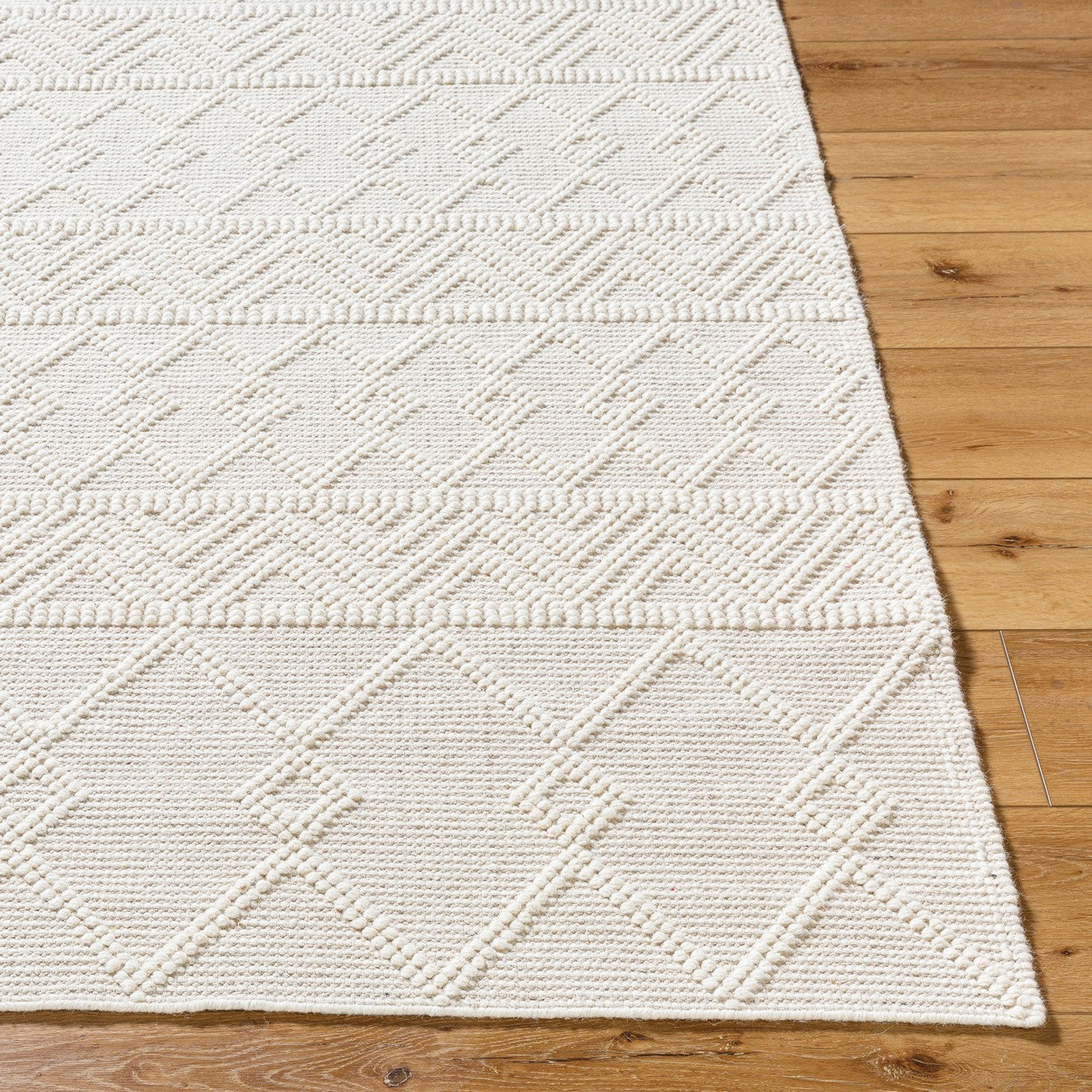 ISHANI Hand-Woven Global Wool Beige Area Rug Front