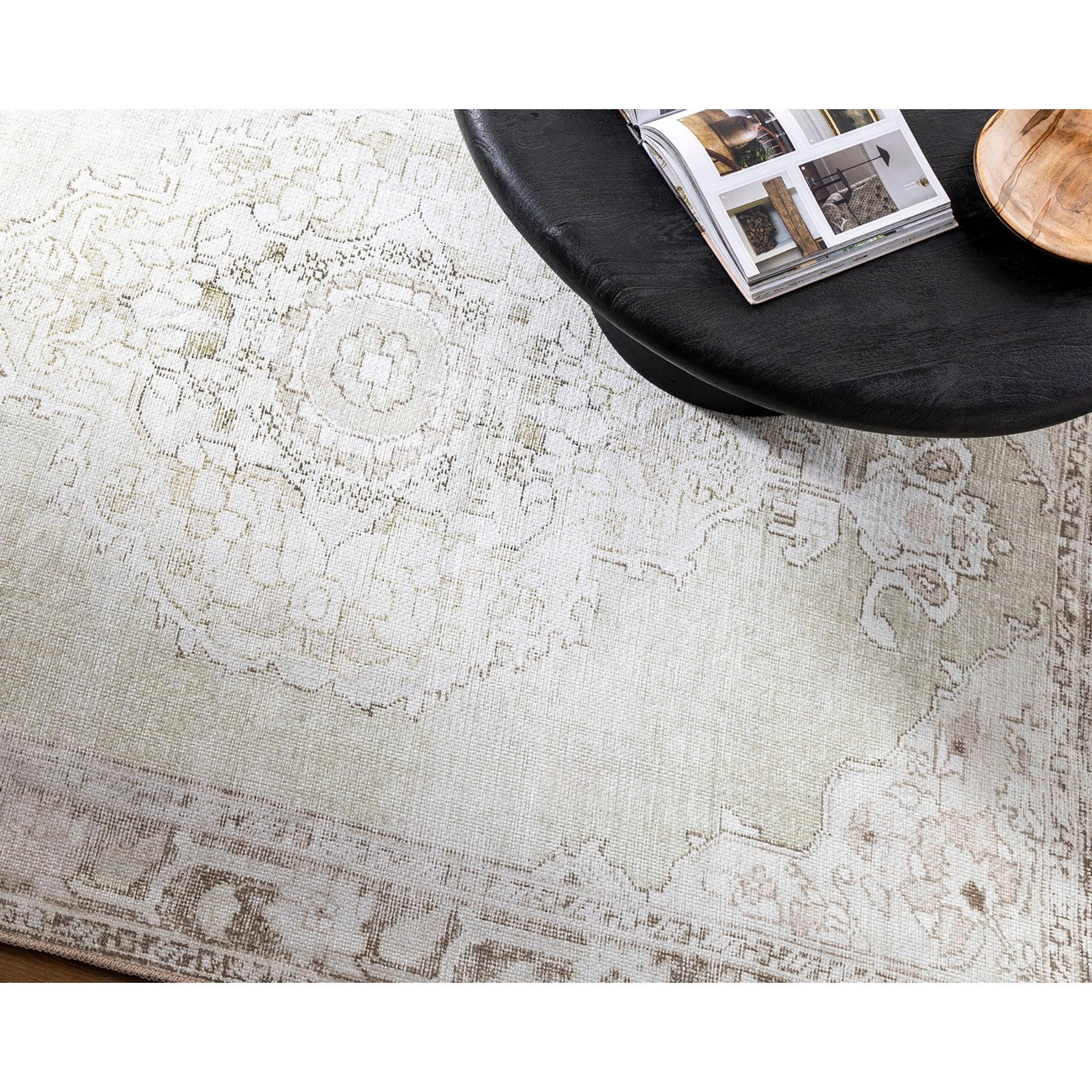 JALAPA Our PNW Home x Livabliss Machine Washable Oriental Boho Cream/Light Brown Area Rug Styleshot
