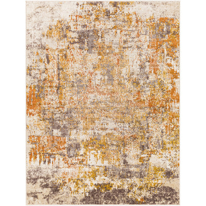 JEEVIKA Abstract Modern Marble Orange Area Rug