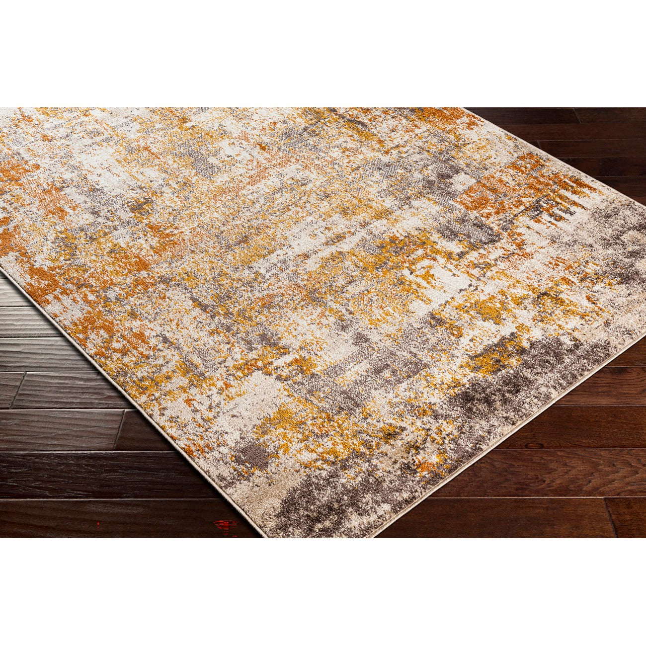 JEEVIKA Abstract Modern Marble Orange Area Rug