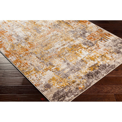 JEEVIKA Abstract Modern Marble Orange Area Rug