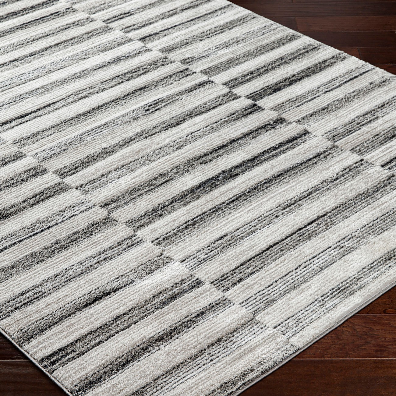JONTHAN Scandi Modern Black Area Rug Corner