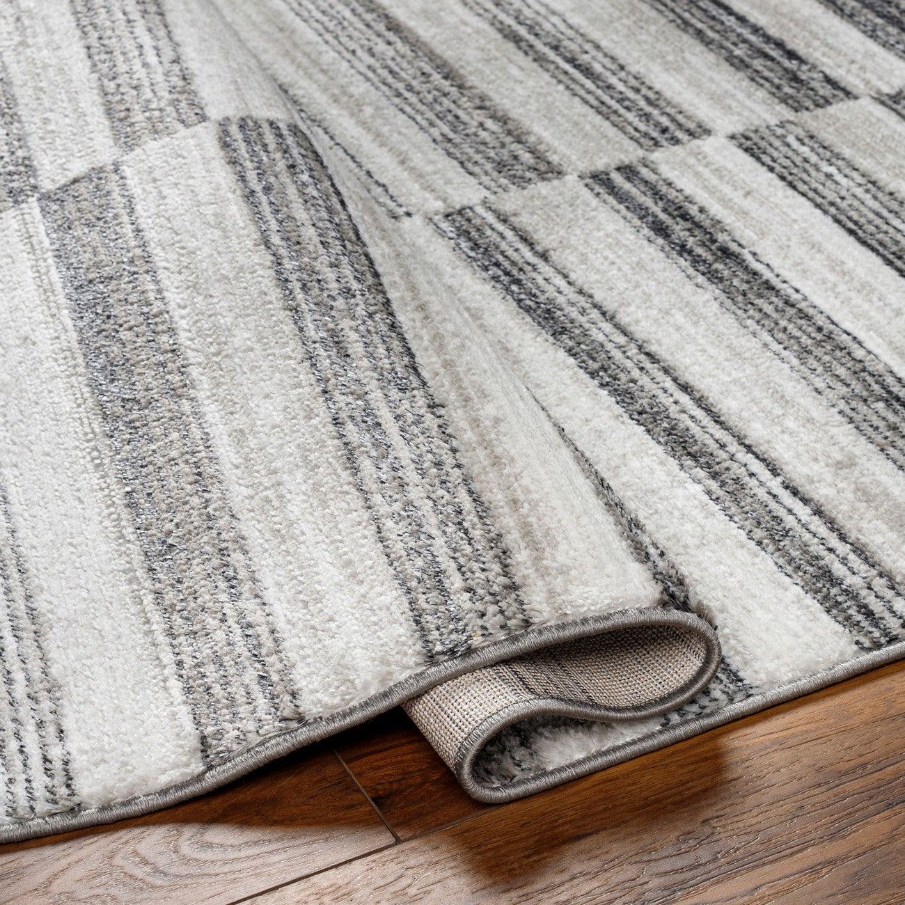 JONTHAN Scandi Modern Black Area Rug Fold