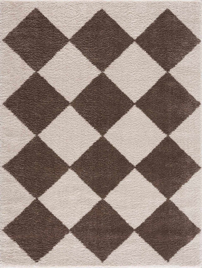 Arilla Brown Washable Diamond Area Rug