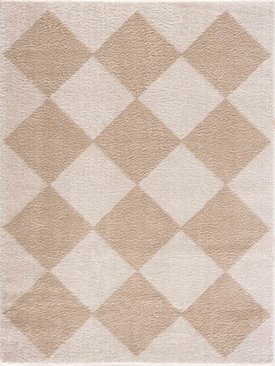 Arilla Beige Washable Diamond Area Rug