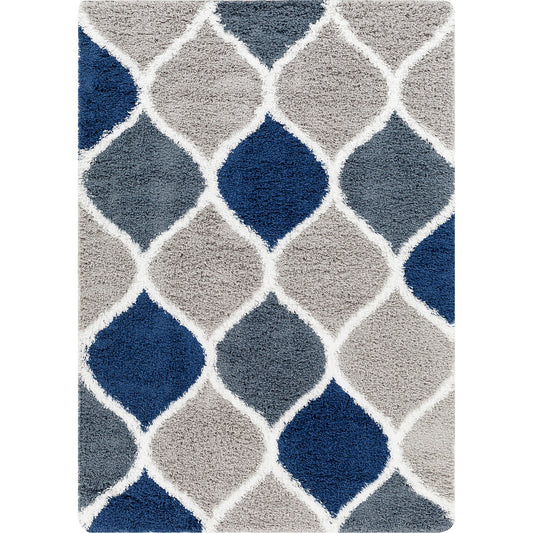 JUDY Shaggy Cottage Plush Pile Light Grey Area Rug Flat