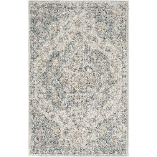 JULIA Vintage Traditional Oriental Boho Light Grey Area Rug Flat