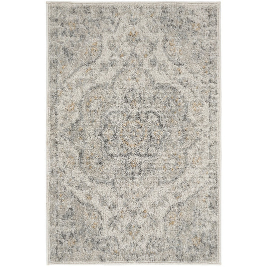 JULIA Vintage Traditional Oriental Boho Medium Grey Area Rug Flat