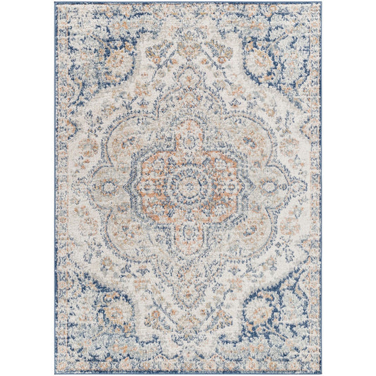 JULIA Vintage Traditional Oriental Boho Dark Blue Area Rug Flat