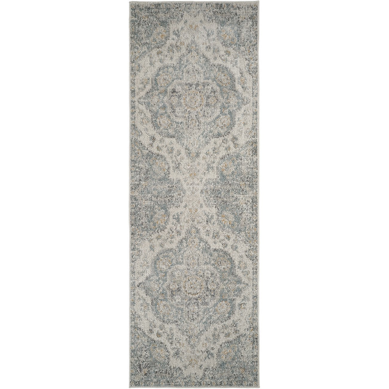 JULIA Vintage Traditional Oriental Boho Light Grey Area Rug Flat