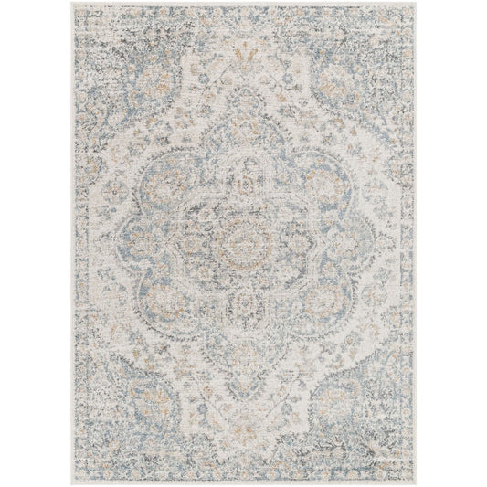 JULIA Vintage Traditional Oriental Boho Light Grey Area Rug Flat