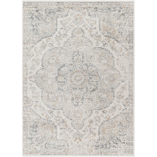 JULIA Vintage Traditional Oriental Boho Medium Grey Area Rug Flat