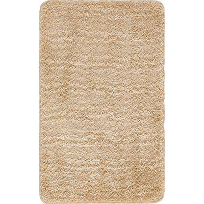 JUNE Machine Washable Non-Slip Beige Bathroom Rug Flat