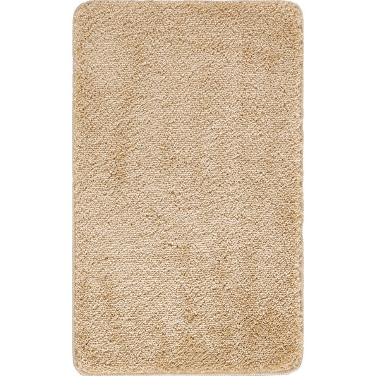JUNE Machine Washable Non-Slip Beige Bathroom Rug Flat