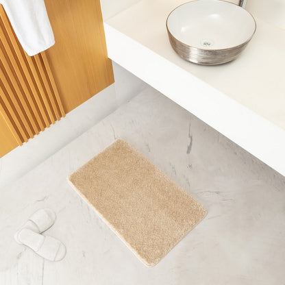JUNE Machine Washable Non-Slip Beige Bathroom Rug Roomscene