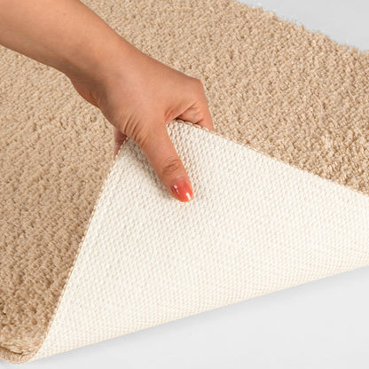 JUNE Machine Washable Non-Slip Beige Bathroom Rug Corner