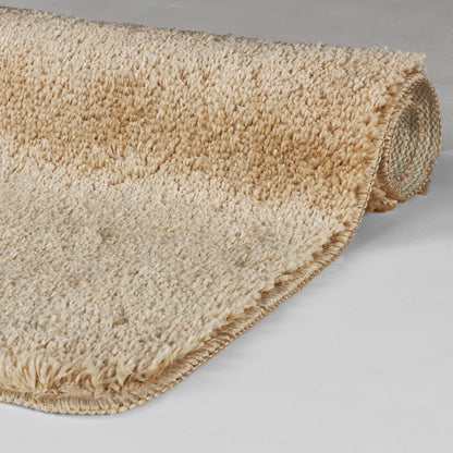 JUNE Machine Washable Non-Slip Beige Bathroom Rug Fold