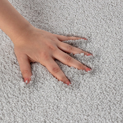 JUNE Machine Washable Non-Slip Light Grey Bathroom Rug Front