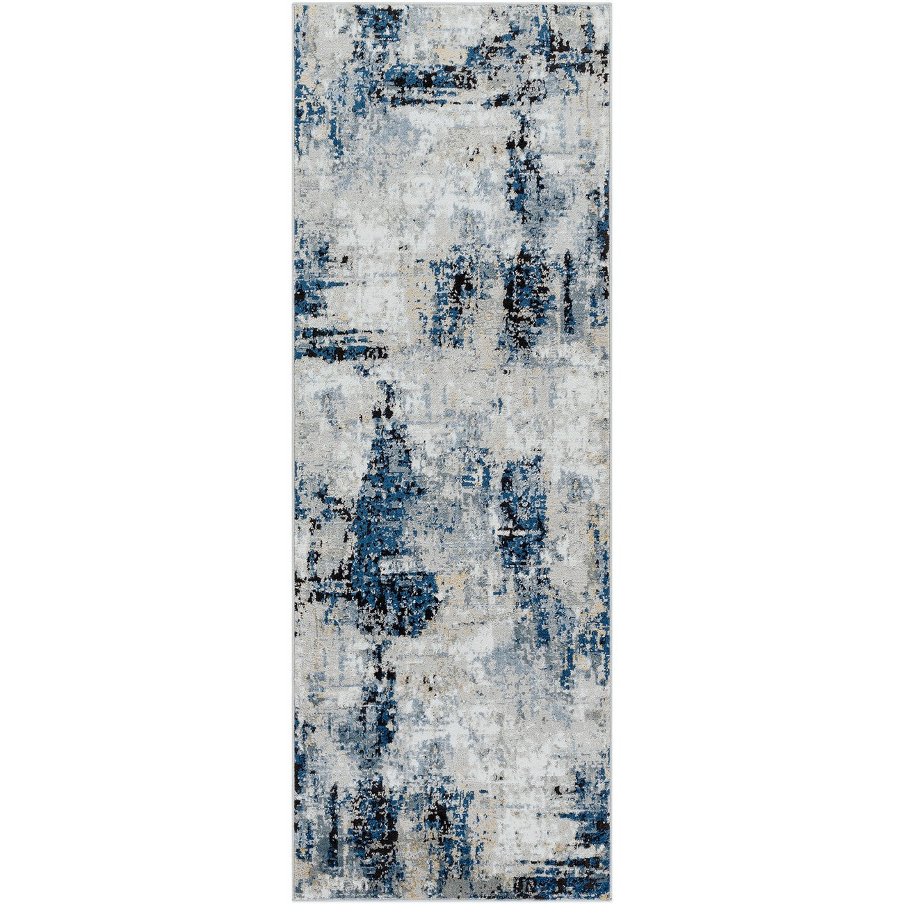 LENA Abstract Modern Marble Denim Area Rug Flat