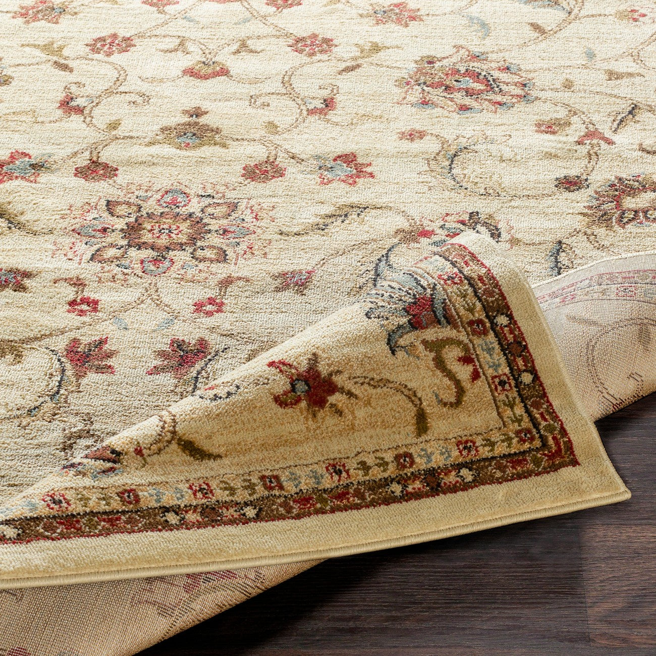 KABANI Scandi Traditional Boho Khaki Area Rug Fold