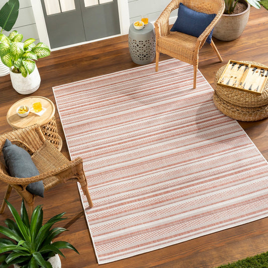 KAVITA Indoor & Outdoor Global Coral/Pink Area Rug Roomscene
