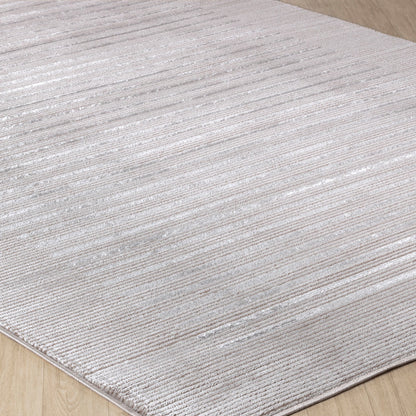 KAYSA Scandi Modern Beige/White Striped Area Rug Corner