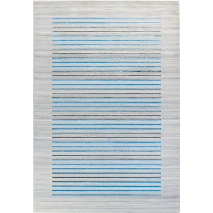 KAYSA Scandi Modern Dark Blue Striped Area Rug