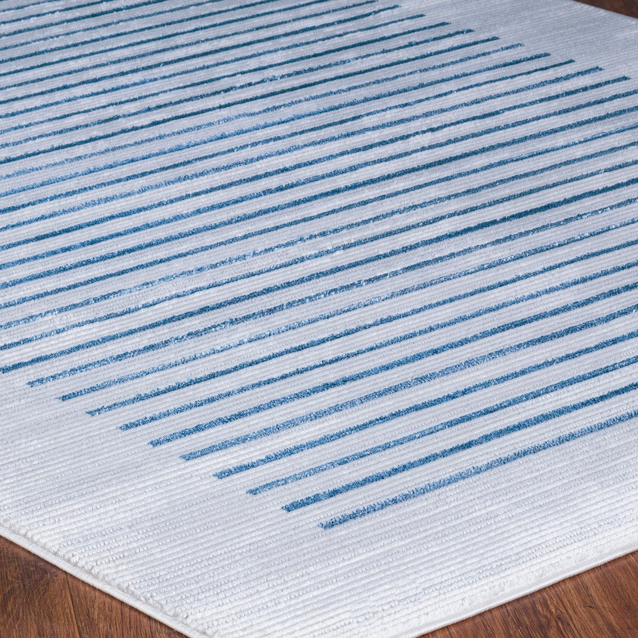 KAYSA Scandi Modern Dark Blue Striped Area Rug
