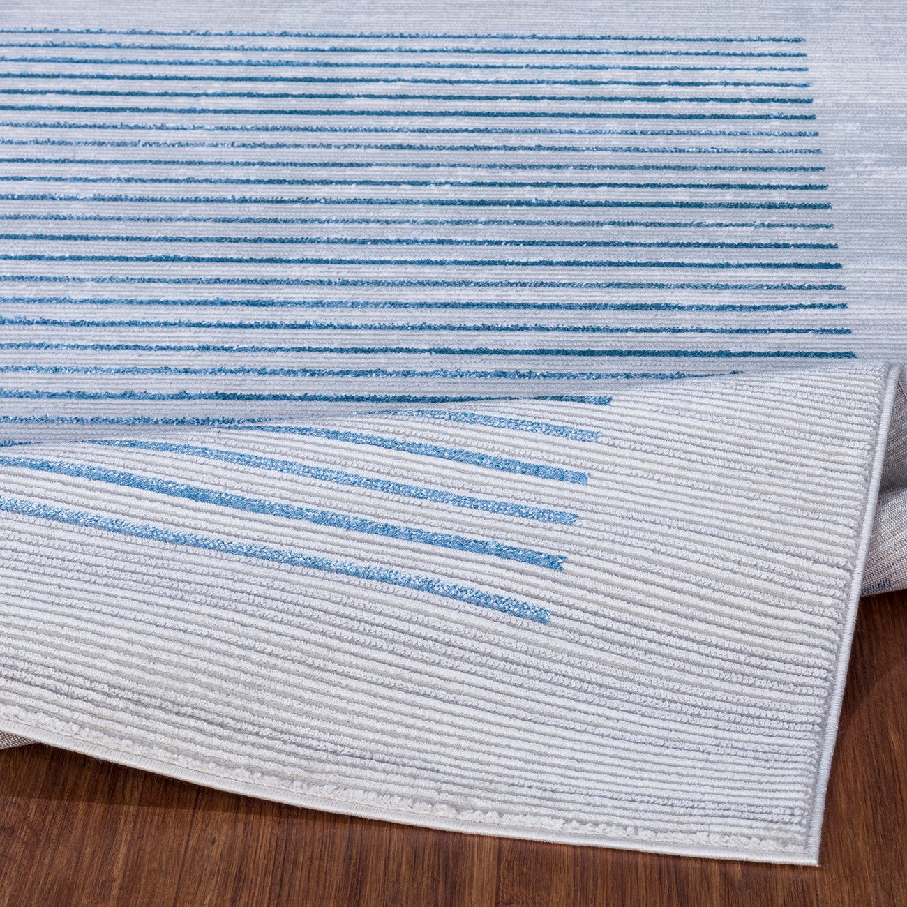 KAYSA Scandi Modern Dark Blue Striped Area Rug