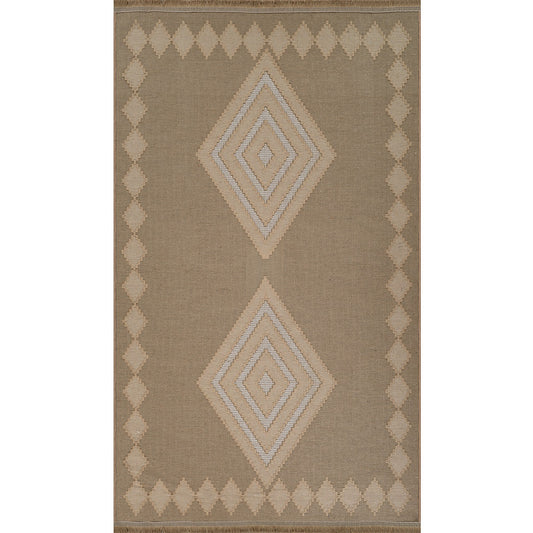 KEYURI Cottage Tan/Light Beige Machine Washable Jute Area Rug Flat