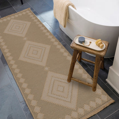 KEYURI Cottage Tan/Light Beige Machine Washable Jute Area Rug Roomscene