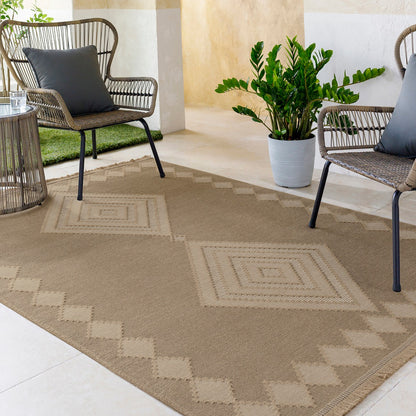 KEYURI Cottage Tan/Light Beige Machine Washable Jute Area Rug Roomscene