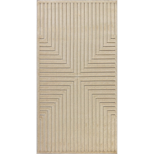 KIYOSHI Indoor & Outdoor Scandi Modern Beige Area Rug Flat