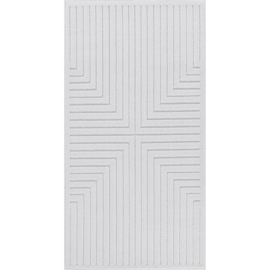 KIYOSHI Indoor & Outdoor Scandi Modern White Area Rug Flat