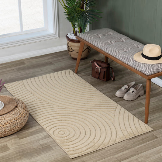 KOANA Indoor & Outdoor Scandi Modern Beige Area Rug Roomscene
