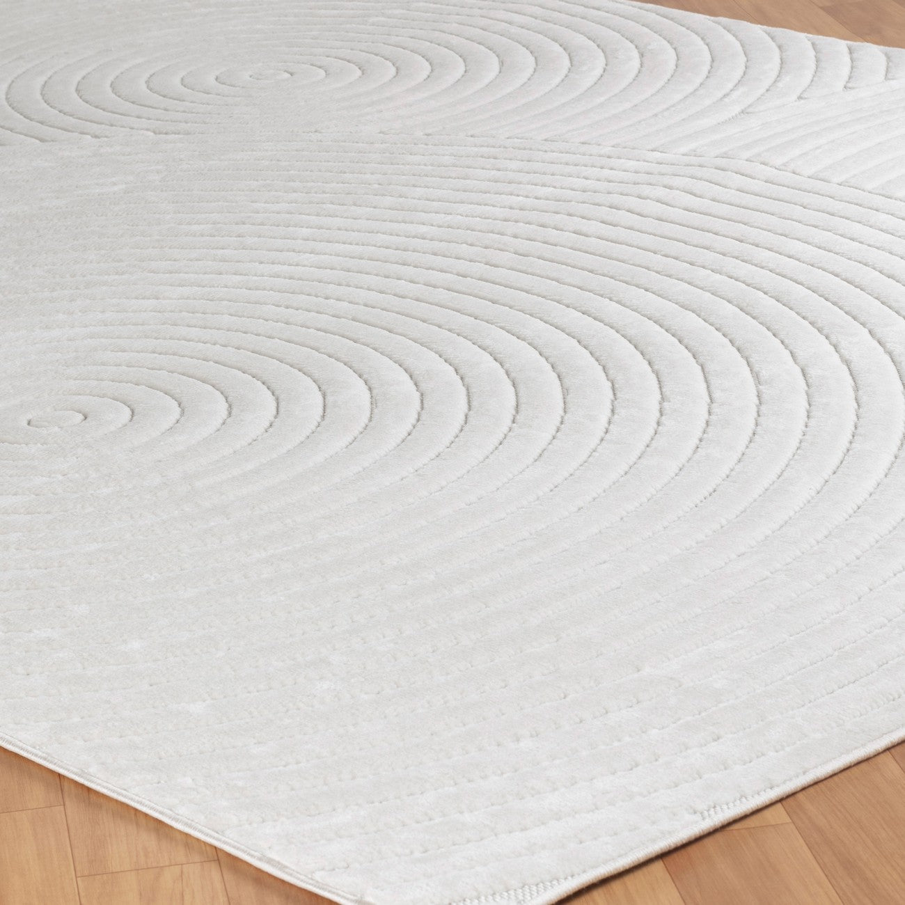 KOANA Indoor & Outdoor Scandi Modern White Area Rug Corner