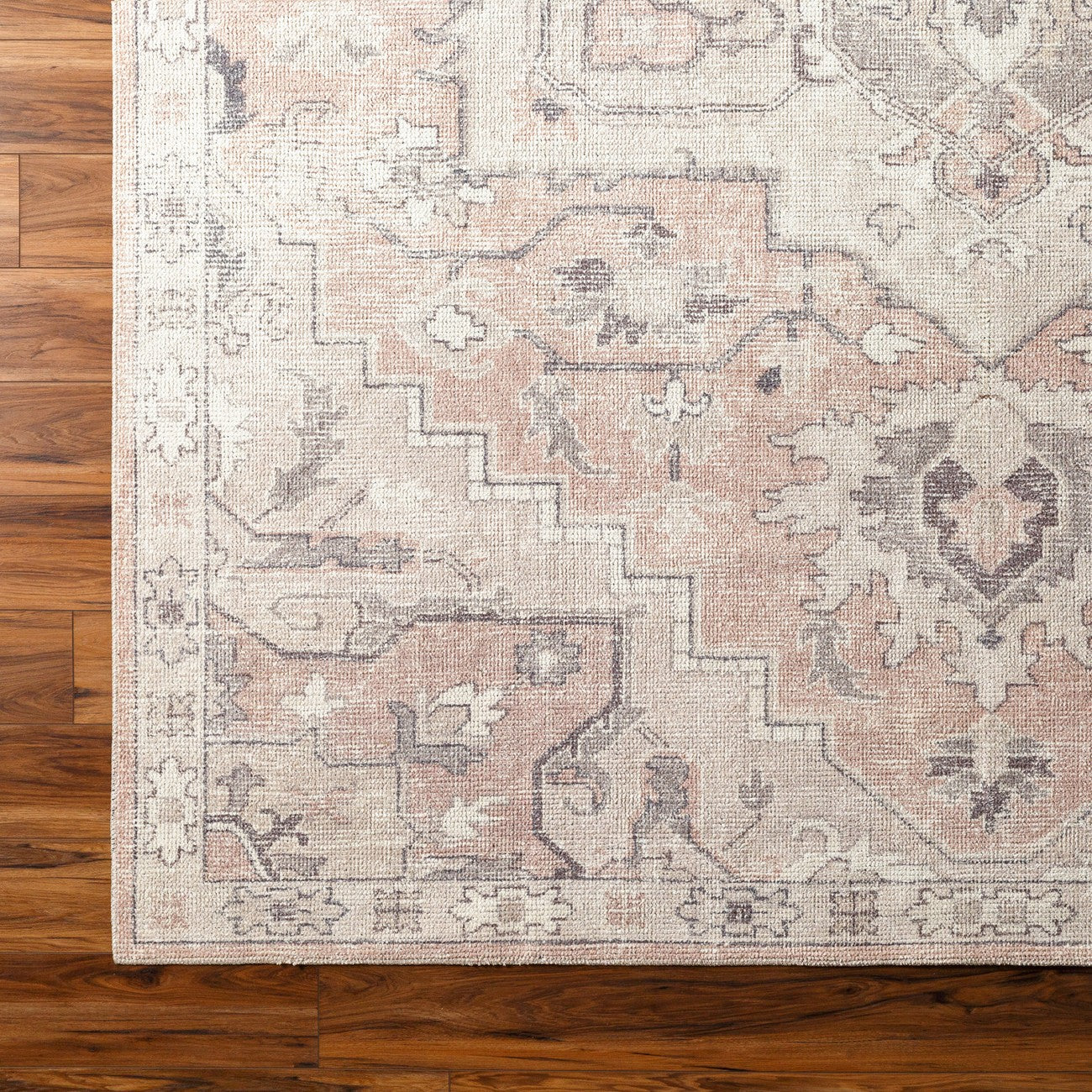 KRISHNA Becki Owens x Livabliss Vintage Traditional Oriental Boho Salmon Area Rug Overhead