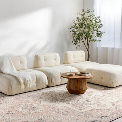 KRISHNA Becki Owens x Livabliss Vintage Traditional Oriental Boho Salmon Area Rug Roomscene