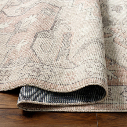 KRISHNA Becki Owens x Livabliss Vintage Traditional Oriental Boho Salmon Area Rug Fold