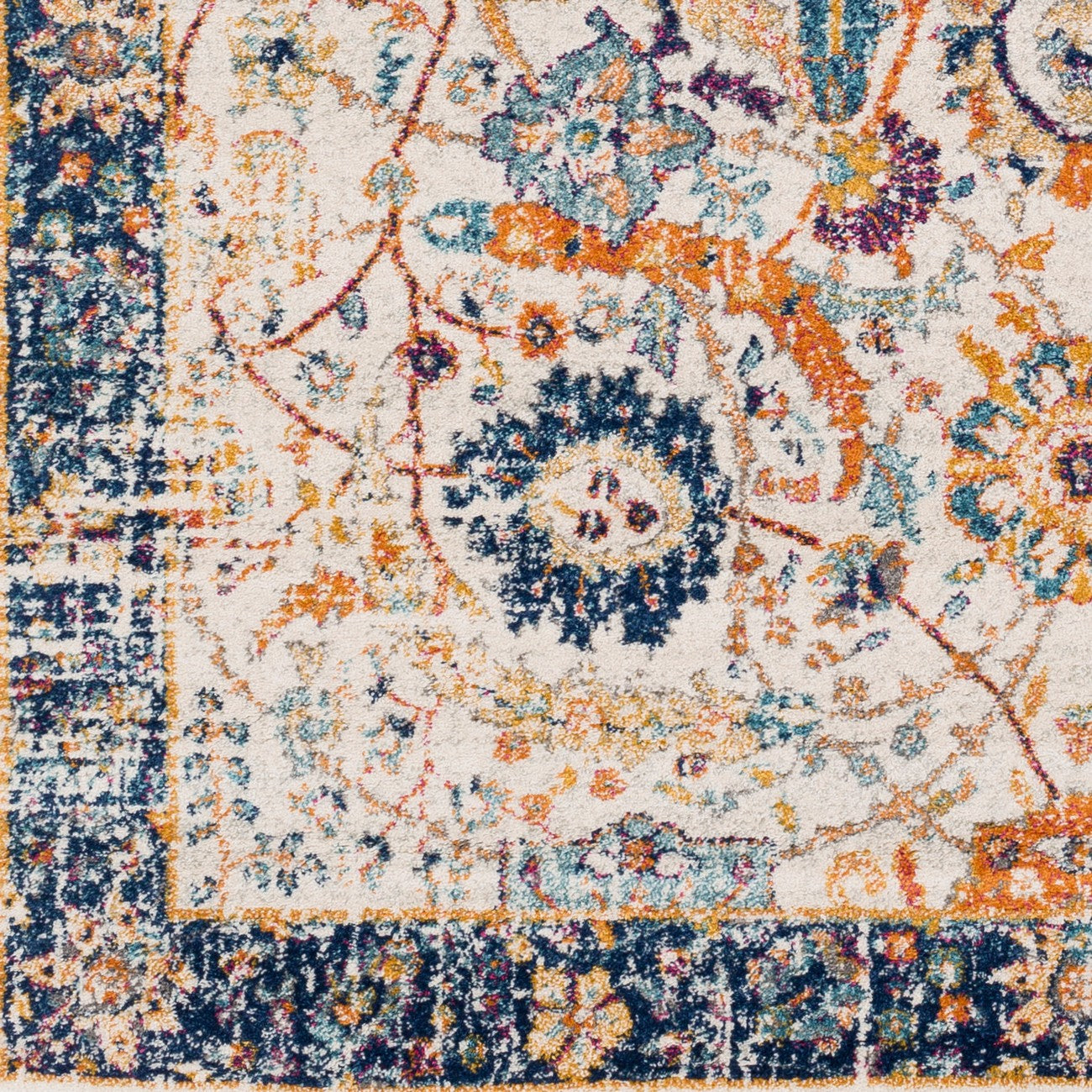 KUSH Vintage Traditional Oriental Boho Blue/Beige Area Rug Swatch