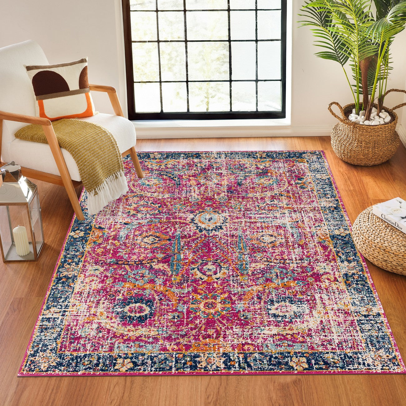 KUSH Vintage Traditional Oriental Boho Burgundy Area Rug Roomscene