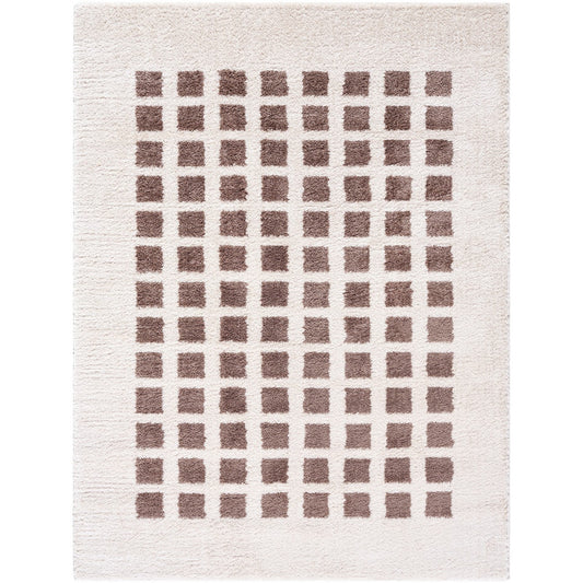 LAURINE Machine Washable Modern Shaggy Dark Brown Area Rug Flat
