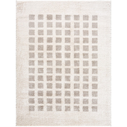 LAURINE Machine Washable Modern Shaggy Medium Grey Area Rug Flat