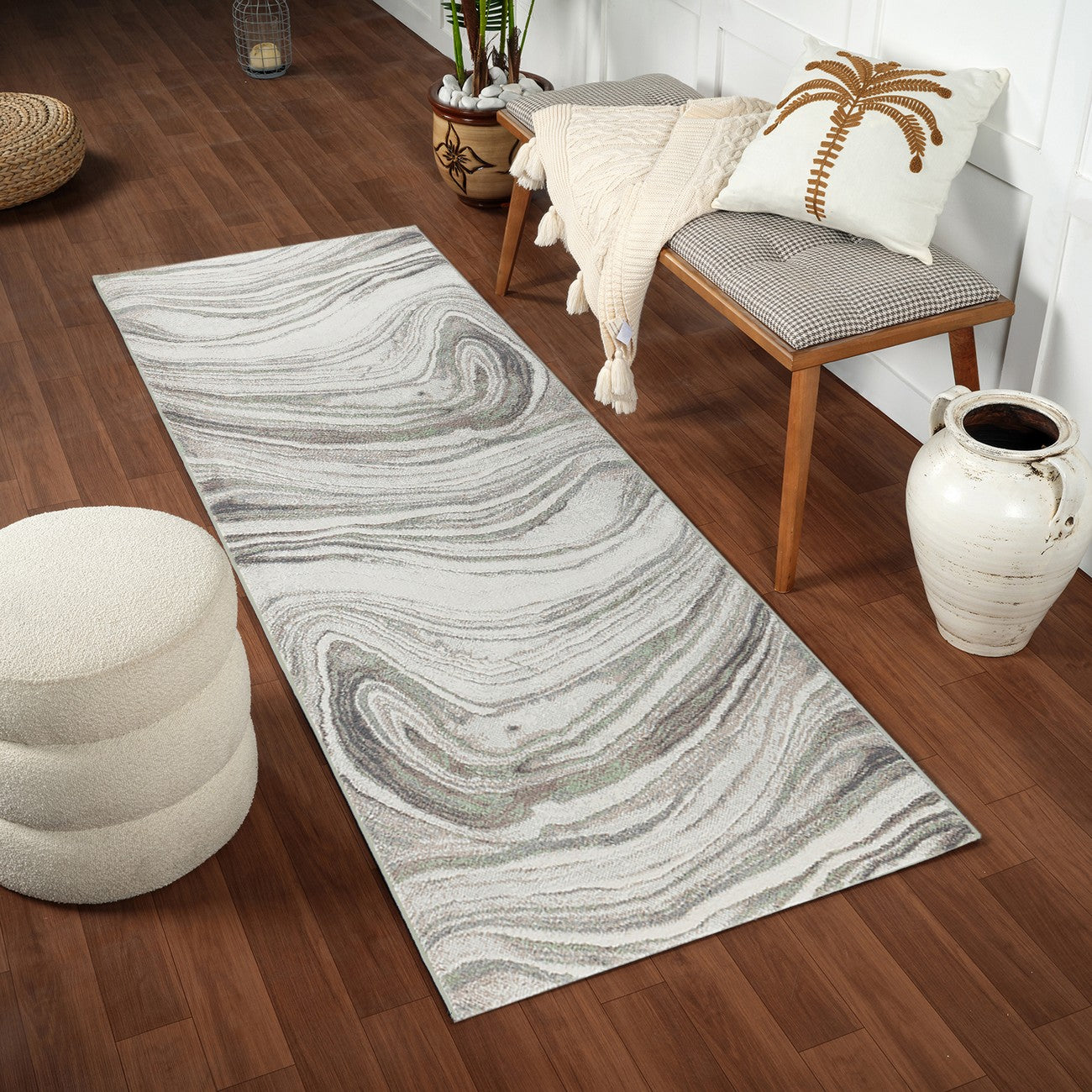 LILAC Scandi Modern Light Grey Area Rug Roomscene