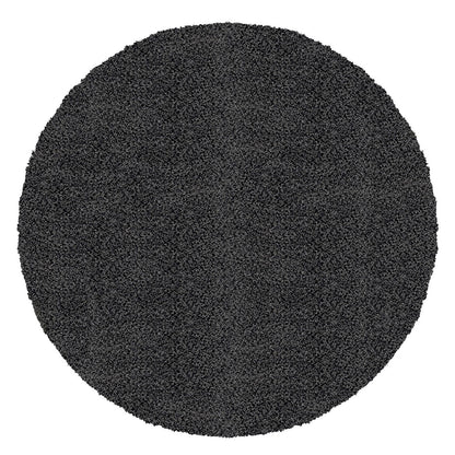 LILLY Shaggy Solid Color Plush Pile Dark Grey Area Rug Flat