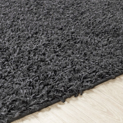 LILLY Shaggy Solid Color Plush Pile Dark Grey Area Rug Texture