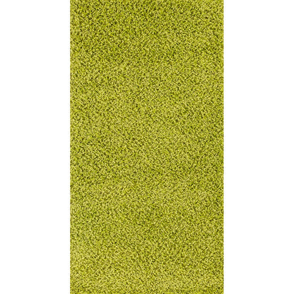 LILLY Shaggy Solid Color Plush Pile Green Area Rug Flat