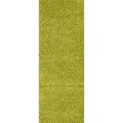LILLY Shaggy Solid Color Plush Pile Green Area Rug Flat